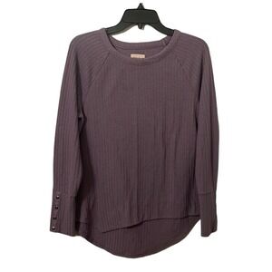 Chaser‎ Women's Purple Thermal Button Cuff Sleeve Long Sleeve Sweater Size L
